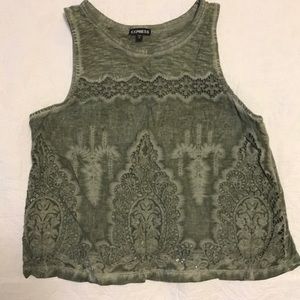 Express tank with see thru lace detailing